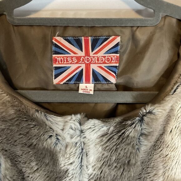 Miss London Vintage Faux Fur Vest Size Large - Picture 2 of 7
